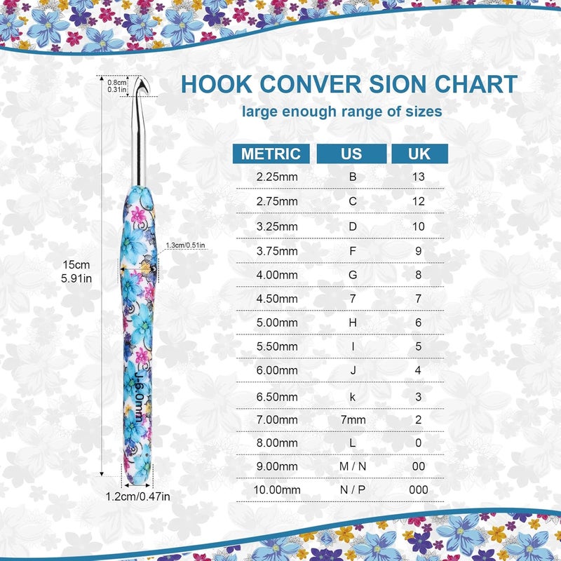 BCMRUN Crochet Hooks Set,14 Size 2.25mm(B)-10mm(N) Extra Long Crochet Needles Ergonomic Handle Smooth Hooks Knitting Needles Kit, DIY Knit Needles Weave Yarn Set, Christmas Crochet Gift (Blue) - Image 2